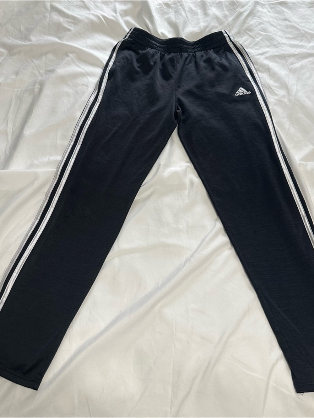 adidas Kids Black Joggers with White Side Stripes